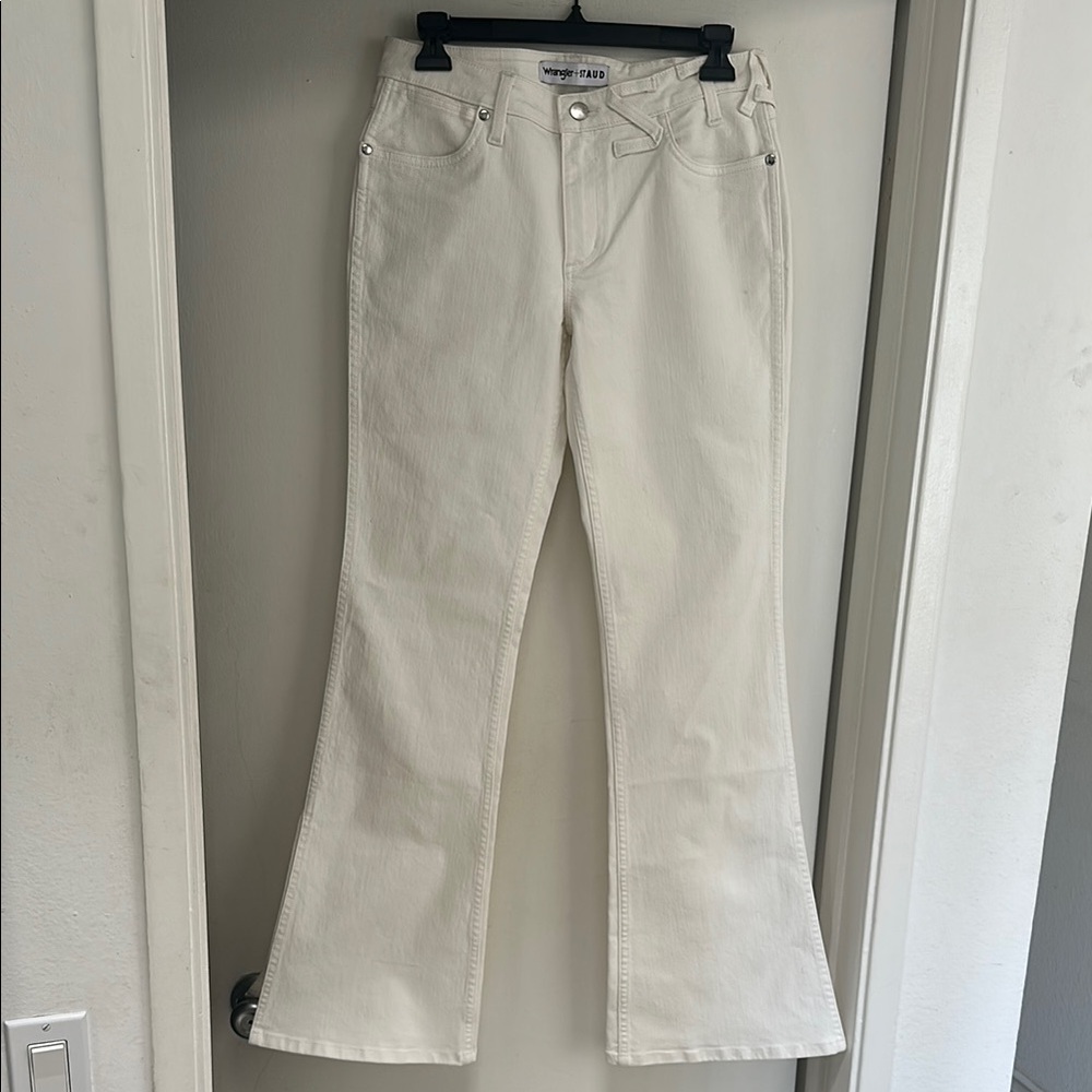 STAUD x Wrangler Denim Flare with Slits in White - size 26